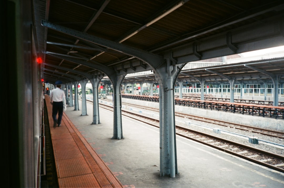 Covered Platform at Empty Train Station. Shot with Olympus XA-1