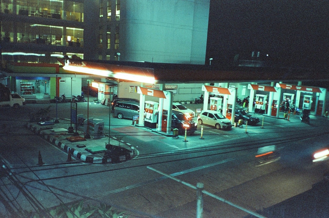 Jakarta Gas Station at Night – Olympus Mju II on Cira 800. Shot with Olympus Mju II, Cira 800 film